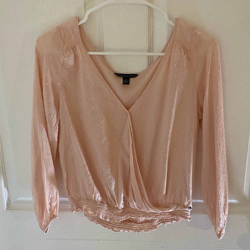 AE Light Pink Dotted V-Neck